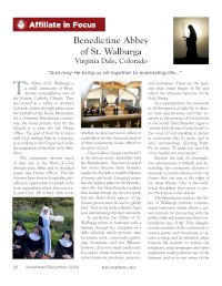 Abbey of St. Walburga Affiliate in Focus
